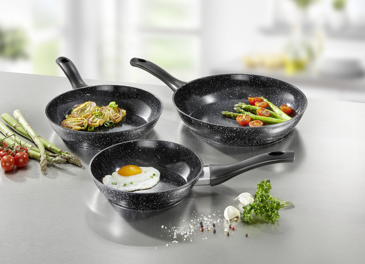 Potten & pannen - Pannenset met hoogwaardige antiaanbak keramische coating, in Farbe SCHWARZ