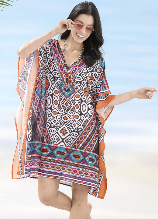 Strandkleider - Tunika, in Größe 036 bis 054, in Farbe MULTICOLOR