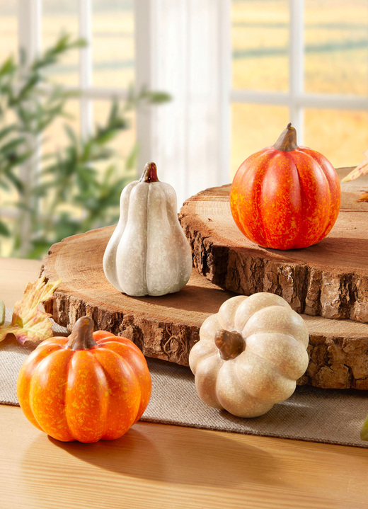 Cadeau-ideeën - Decoratieve pompoenen, set van 4, in Farbe BEIGE-ORANJE