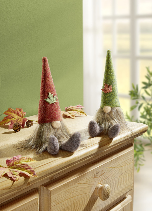 Woonaccessoires - Herfstkabouters, set van 2, in Farbe GRÜN-ROT-BRAUN