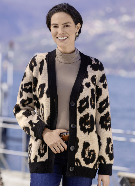 Laura Kent - Strickjacke, in Größe L(44/46) bis XXL(52/54), in Farbe BEIGE-SCHWARZ-BRAUN Ansicht 1