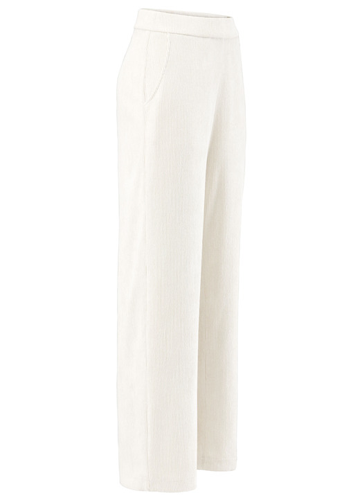 Broeken met elastische band - Corduroy broek met modieuze wijde pijpen Broeken met elastische band - Corduroy broek met modieuze wijde pijpen, in Größe 018 bis 052, in Farbe ECRU