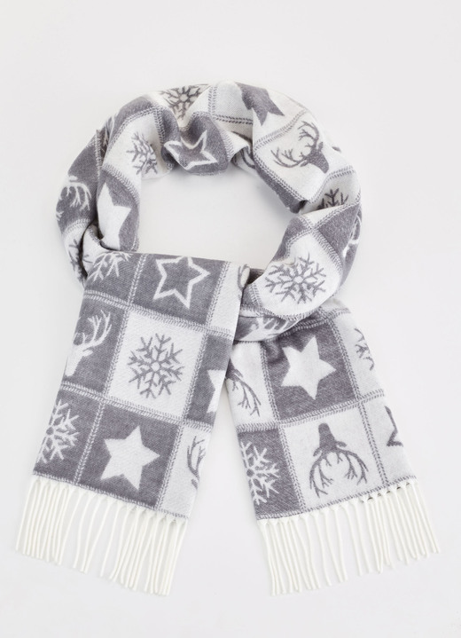 Sjaals - Sjaal met wintermotieven, in Farbe NATURWEISS-GRAU