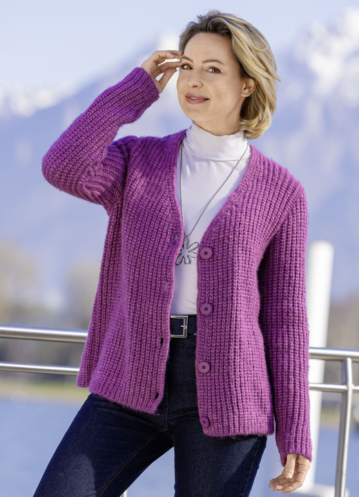Basics - Vest in superzachte, grove brei, in Größe L(44/46) bis XXL(52/54), in Farbe BEERE MELIERT Ansicht 1