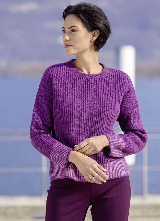 Pullover - Pullover Pullover - Pullover, in Größe 036 bis 052, in Farbe BEERE-ROSA MELIERT