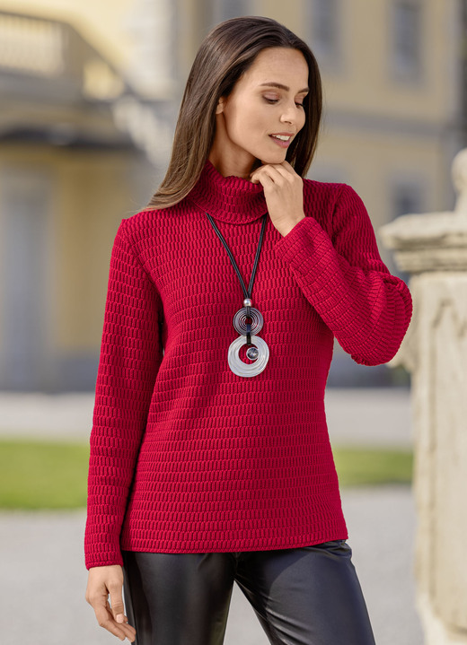 Basics - Trui met structuur Basics - Trui met structuur, in Größe 036 bis 052, in Farbe ROT