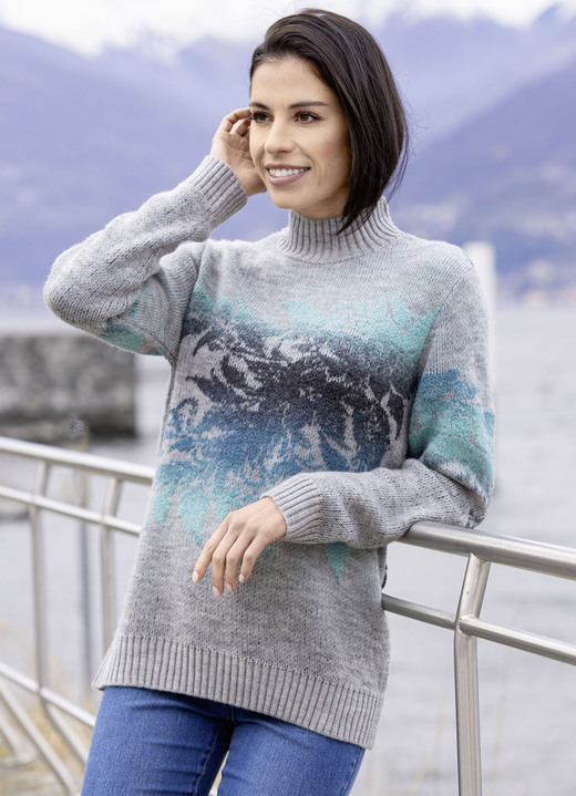 Pullover - Pullover, in Größe L(44/46) bis XXL(52/54), in Farbe GRAU MELIERT-ANTHRAZIT-BLAU