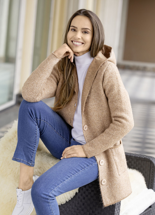 Basics - Strickjacke Basics - Strickjacke, in Größe 036 bis 052, in Farbe BEIGE MELIERT