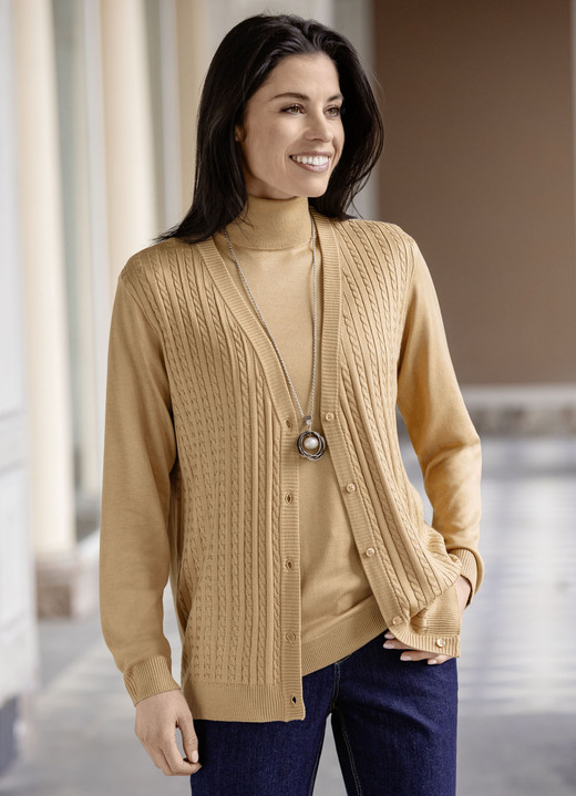 Basics - Strickjacke Basics - Strickjacke, in Größe 036 bis 052, in Farbe CAMEL