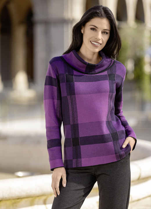 Pullover - Pullover Pullover - Pullover, in Größe 038 bis 054, in Farbe LILA-SCHWARZ