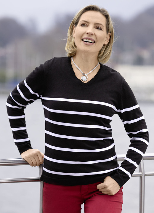Pullover - Pullover, in Größe 036 bis 052, in Farbe SCHWARZ-WEISS
