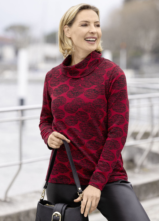 Pullover - Pullover Pullover - Pullover, in Größe 038 bis 054, in Farbe ROT-SCHWARZ