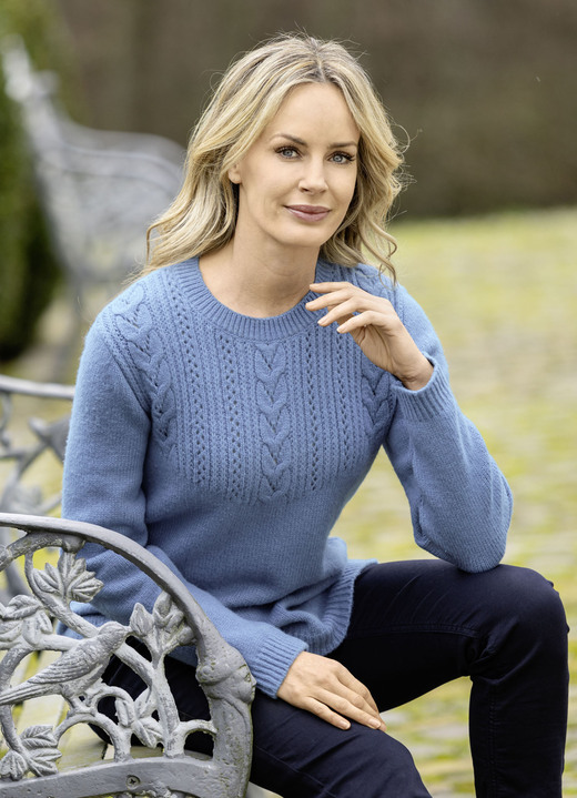 Basics - Trui met gemengde textuur Basics - Trui met gemengde textuur, in Größe 038 bis 054, in Farbe BLAUW
