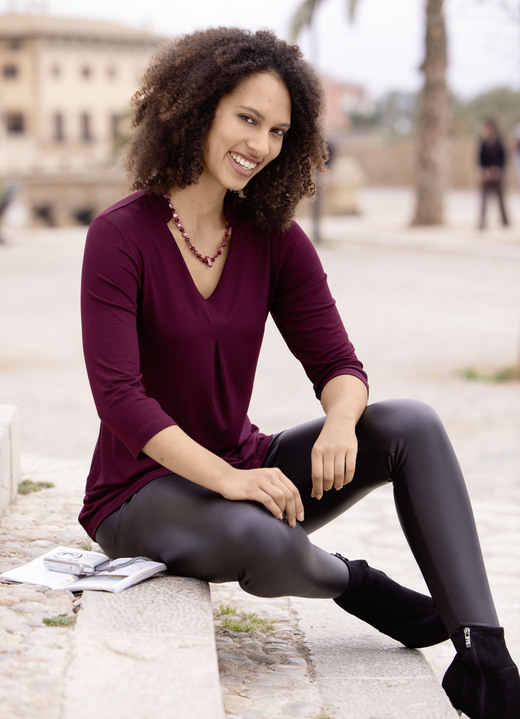 Basics - Shirt tuniek met V-hals Basics - Shirt tuniek met V-hals, in Größe 036 bis 054, in Farbe BORDEAUX