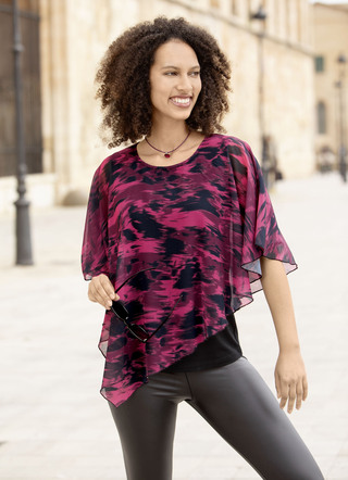 Poncho tuniek met geïntegreerde top