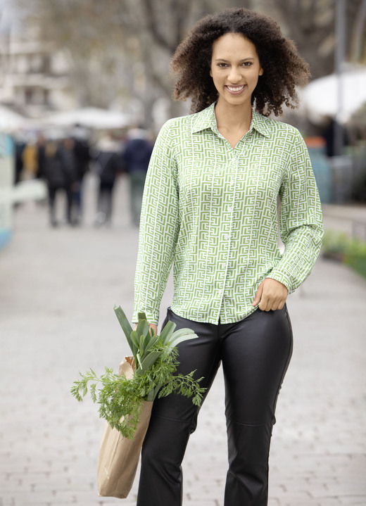 Blouses - Blouse met overhemdkraag Blouses - Blouse met overhemdkraag, in Größe 036 bis 052, in Farbe MINT-WEISS