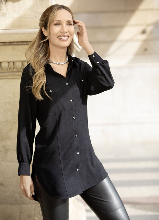 Basics - Longbluse, in Größe 036 bis 054, in Farbe SCHWARZ
