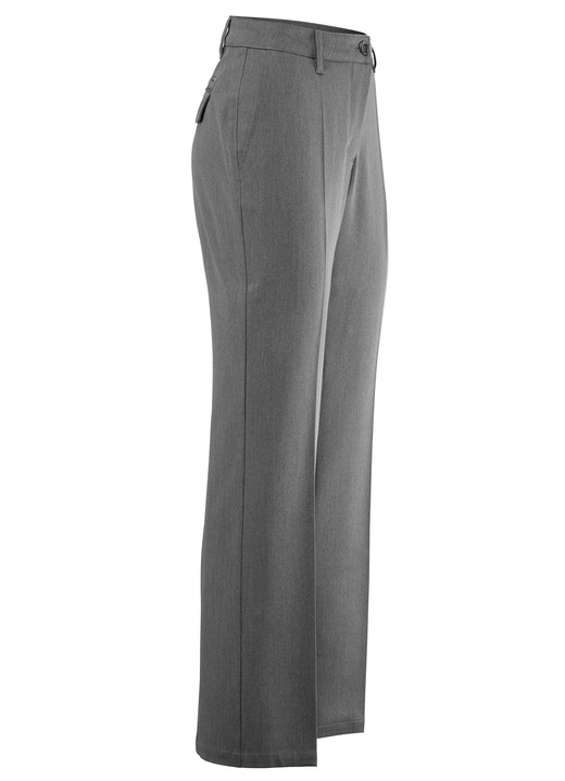 Hosen mit Knopf- und Reißverschluss - Hose mit rückwärtigen Dehnbundeinsätzen Hosen mit Knopf- und Reißverschluss - Hose mit rückwärtigen Dehnbundeinsätzen, in Größe 019 bis 054, in Farbe GRAU MELIERT