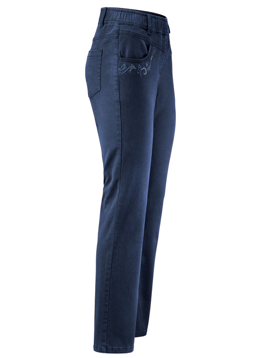 Broeken met elastische band - Broek met fonkelende strass steentjes, in Größe 018 bis 052, in Farbe DONKERBLAUW Ansicht 1
