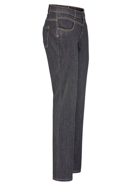 Hosen mit Knopf- und Reißverschluss - Magic-Jeans mit figurformendem Jeanssattel Hosen mit Knopf- und Reißverschluss - Magic-Jeans mit figurformendem Jeanssattel, in Größe 017 bis 052, in Farbe SCHWARZ