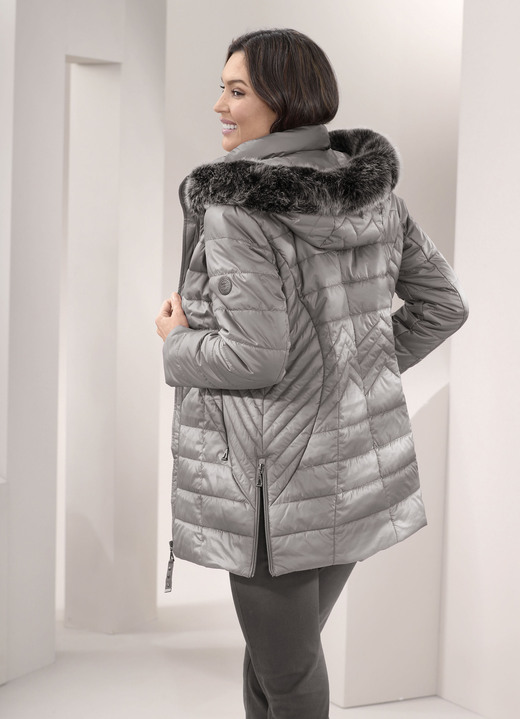 Winterjacks - Jas met afneembare imitatiebontrand, in Größe 036 bis 054, in Farbe GRIJS Ansicht 1