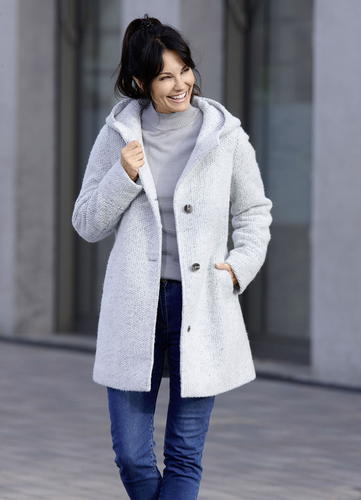 Wolljacken - Jacke, in Größe 036 bis 052, in Farbe CREME-GRAU Ansicht 1