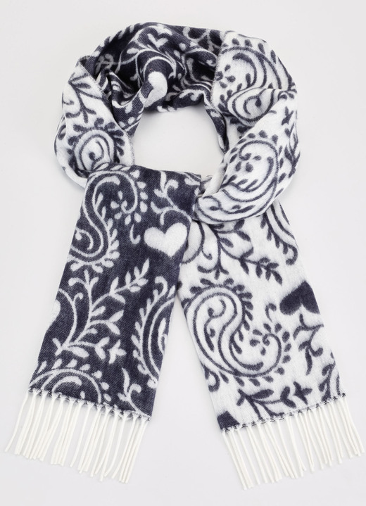 Sjaals - Sjaal met paisley- en hartmotieven, in Farbe ECRU-SCHWARZ Ansicht 1