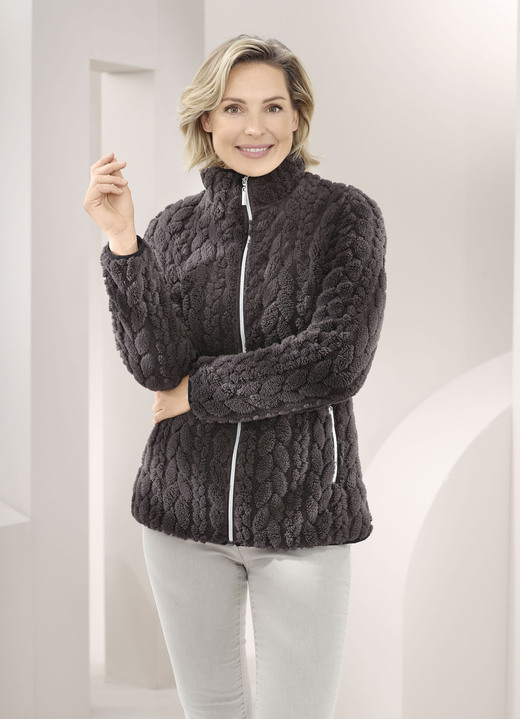 Kurz - Fleecejack met kabelpatroon Kurz - Fleecejacke, in Größe 3XL bis XXL, in Farbe BRAUN