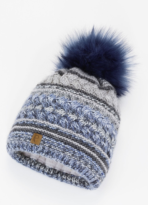 Mutsen & hoeden - Interessante dameshoed, met pompon, in Farbe BLAU Ansicht 1