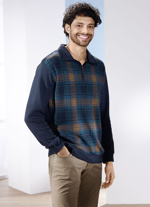 Sweatshirts - Troyer, in Größe 046 bis 062, in Farbe MARINE KARIERT