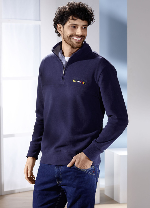 Sweatshirts - Fleecetroyer, in Größe 046 bis 064, in Farbe MARINE Ansicht 1