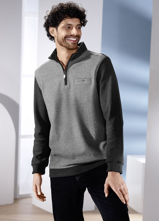 Sweatshirts - Trui van “Milano Italy” Sweatshirts - Trui van “Milano Italy”, in Größe 3XL (64/66) bis XXL (60/62), in Farbe GRAU-ANTHRAZIT MELIERT