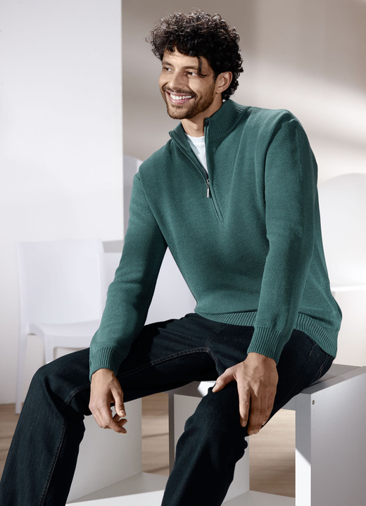 Uni - Unifarbener Stehkragenpullover in 3 Farben Uni - Unifarbener Stehkragenpullover in 3 Farben, in Größe 046 bis 062, in Farbe PETROL