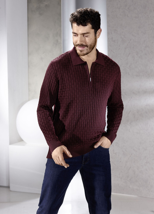 Uni - Polopullover, in Größe 046 bis 062, in Farbe BORDEAUX Ansicht 1