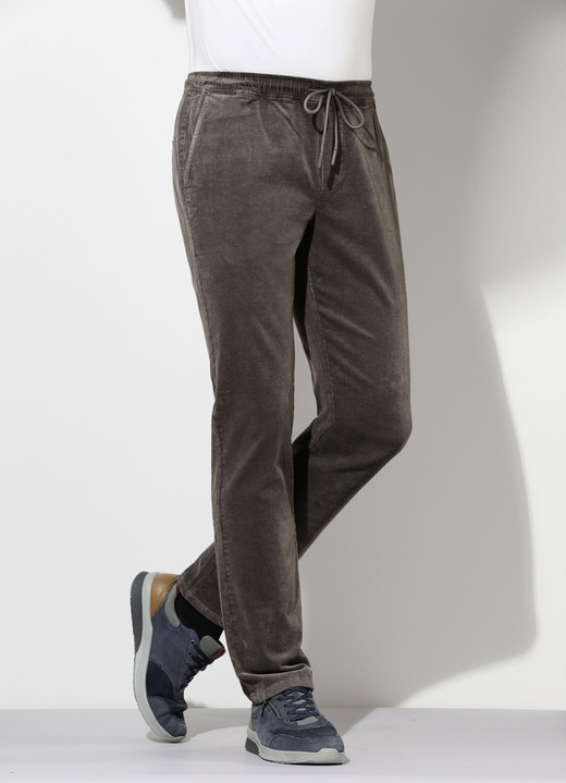 Broeken - Corduroy broek met elastische tailleband in 3 kleuren, in Größe 024 bis 060, in Farbe OLIV Ansicht 1
