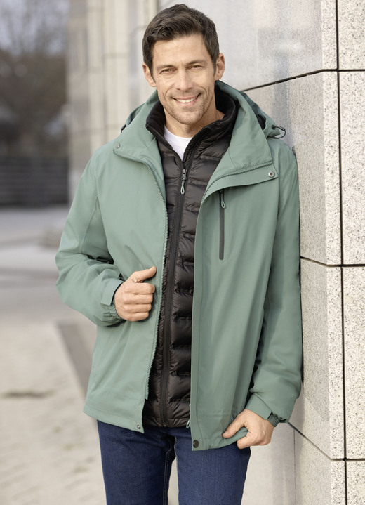Funktionsjacken - 3-in-1-Funktionsjacke, in Größe 048 bis 058, in Farbe GRÜN-SCHWARZ Ansicht 1