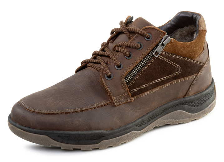 Laarsjes - GINO GALANTE, gevoerde herenlaarzen, winterschoenen, met lamsvacht, in Größe 040 bis 046, in Farbe MARONE Ansicht 1