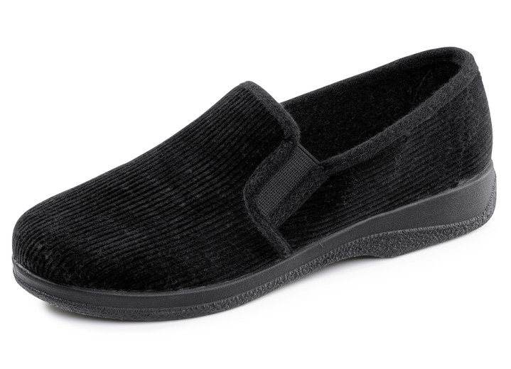 Huisschoenen - Klassieke herenpantoffels, met elastische band, in Größe 040 bis 046, in Farbe SCHWARZ Ansicht 1