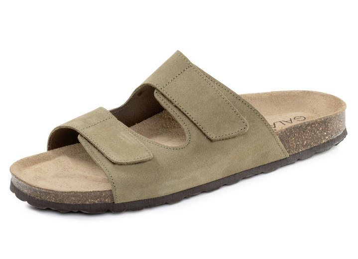 Sandalen & slippers - GINO GALANTE, klassieke herenmuiltjes, breedte H, met klittenbandsluiting, in Größe 040 bis 046, in Farbe OLIV Ansicht 1