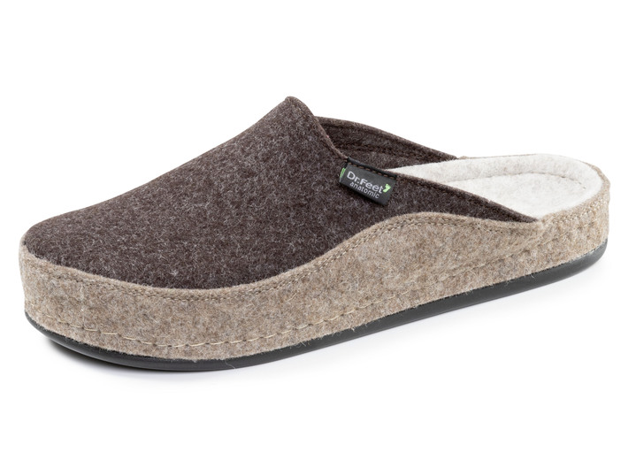 Huisschoenen - Comfortabele herenpantoffels van wolvilt, in Größe 042 bis 047, in Farbe BRAUN Ansicht 1