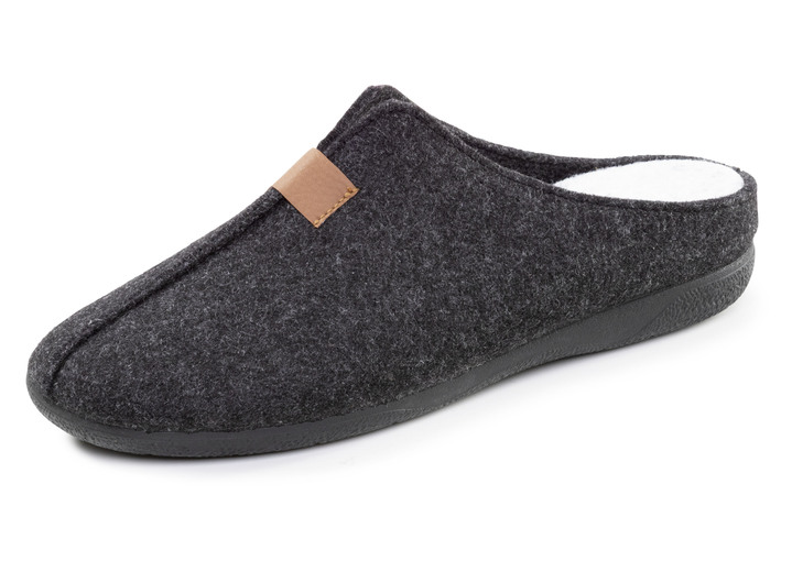 Huisschoenen - Klassieke herenpantoffels, gemaakt van wolvilt, in Größe 040 bis 046, in Farbe ANTHRAZIT Ansicht 1