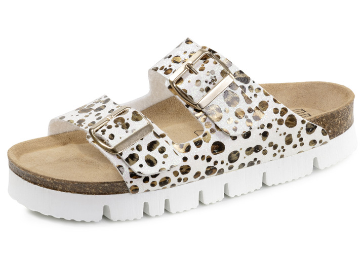 Sandalen & slippers - ELENA EDEN, trendy damesmuiltjes, breedte H, met klittenbandsluiting, in Größe 036 bis 042, in Farbe CREME-BRONZE Ansicht 1
