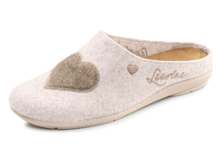 Huisschoenen - Laurina, klassieke damespantoffels, met uitneembaar voetbed, in Größe 035 bis 041, in Farbe BEIGE Ansicht 1