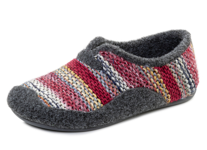Huisschoenen - Laurina, comfortabele damespantoffels, breedte G, met uitneembaar voetbed, in Größe 036 bis 042, in Farbe GRAU-BUNT Ansicht 1