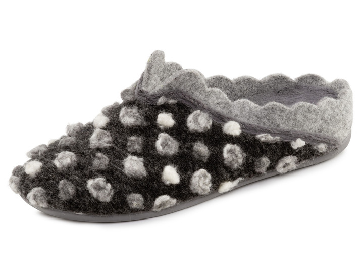 Huisschoenen - Laurina, klassieke damespantoffels, met uitneembaar voetbed, in Größe 036 bis 042, in Farbe GRIJS-WIT Ansicht 1