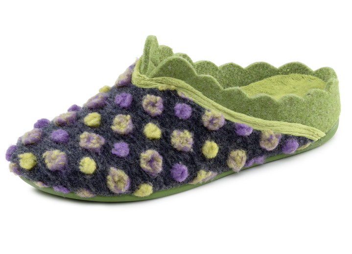 Huisschoenen - Laurina, klassieke damespantoffels, met uitneembaar voetbed, in Größe 036 bis 042, in Farbe GROEN-KLEURRIJK Ansicht 1