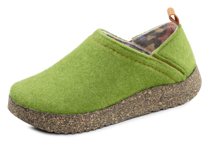Huisschoenen - Gemini, comfortabele damespantoffels, breedte G, met uitneembaar voetbed, in Größe 036 bis 042, in Farbe GRÜN Ansicht 1