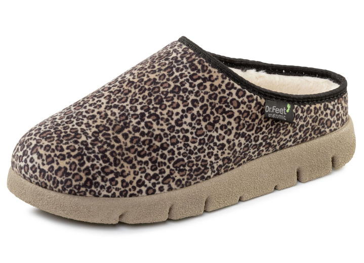 Huisschoenen - Laurina, modieuze damespantoffels, met pluche, in Größe 036 bis 042, in Farbe BRUIN Ansicht 1