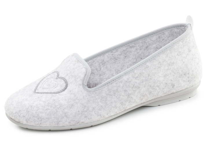 Huisschoenen - Laurina, klassieke damespantoffels, met uitneembaar voetbed, in Größe 036 bis 042, in Farbe LICHTGRIJS Ansicht 1