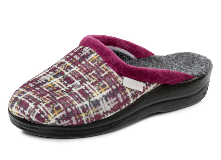 Huisschoenen - Klassieke damespantoffels, breedte G, met comfortabele vulling, in Größe 036 bis 041, in Farbe BORDEAUX Ansicht 1